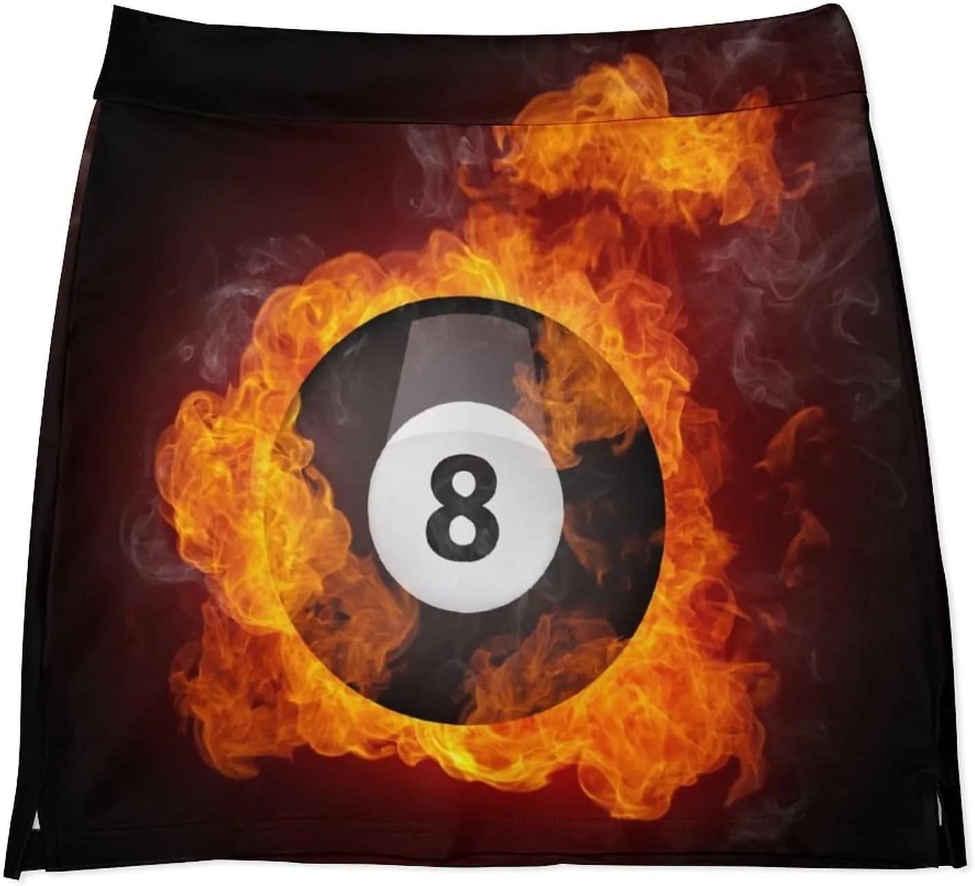 Pool Billiards 8 Ball in Fire Women's Mini Tennis Skirt with Shorts Underneath Athletic Workout Cute Skorts