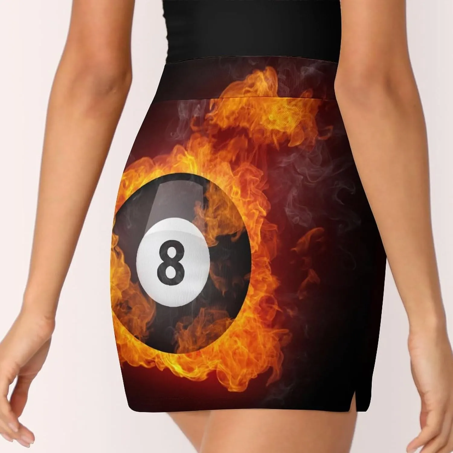 Pool Billiards 8 Ball in Fire Women's Mini Tennis Skirt with Shorts Underneath Athletic Workout Cute Skorts