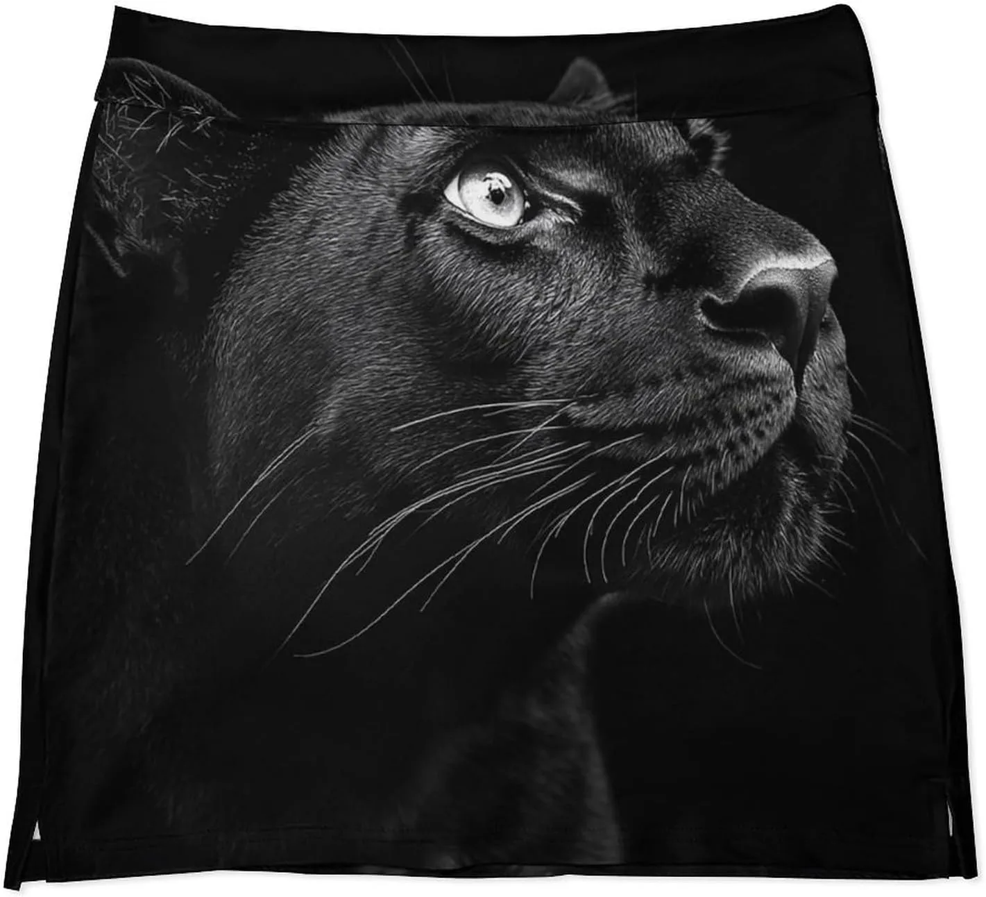Portrait of A Black Leopard Women's Mini Tennis Skirt with Shorts Underneath Athletic Workout Cute Skorts