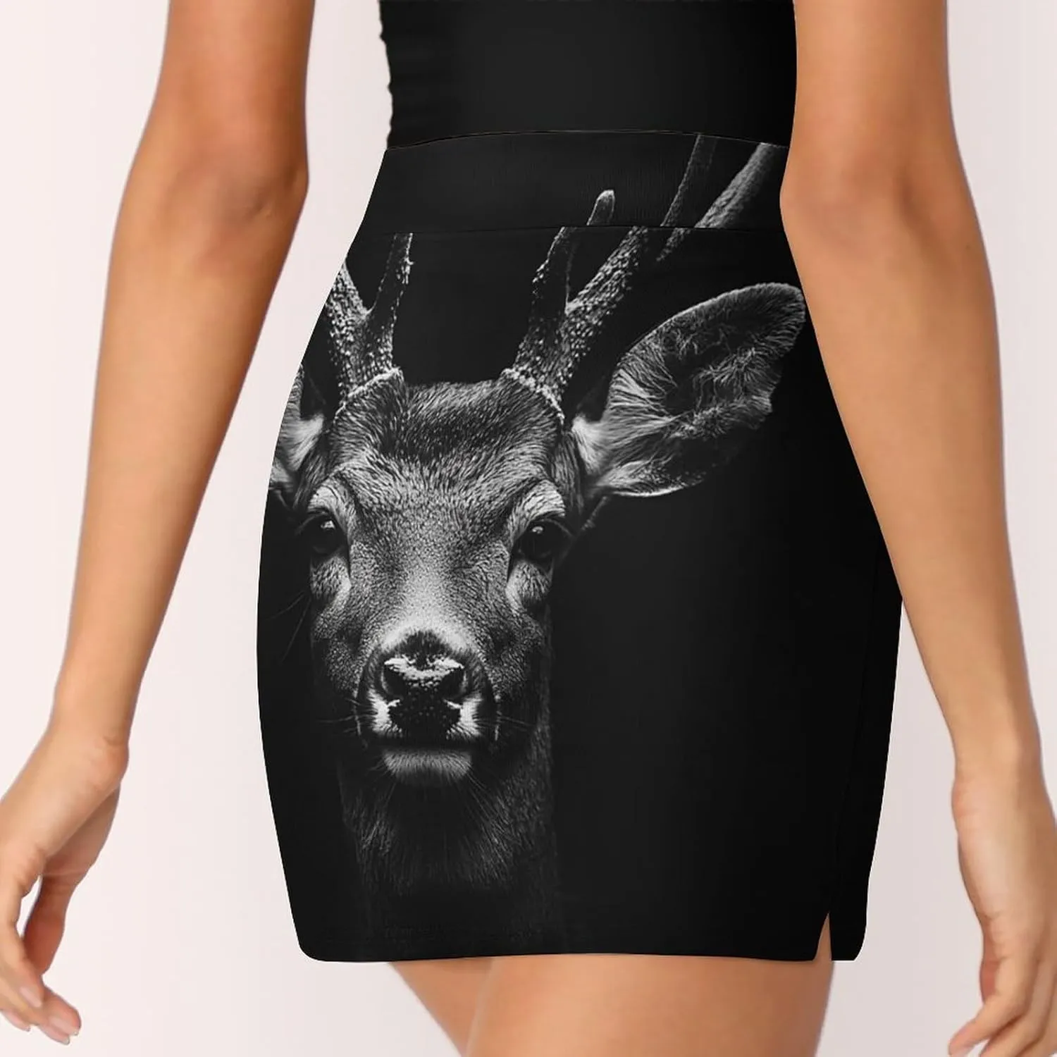 Portrait of A Deer Head Women's Mini Tennis Skirt with Shorts Underneath Athletic Workout Cute Skorts