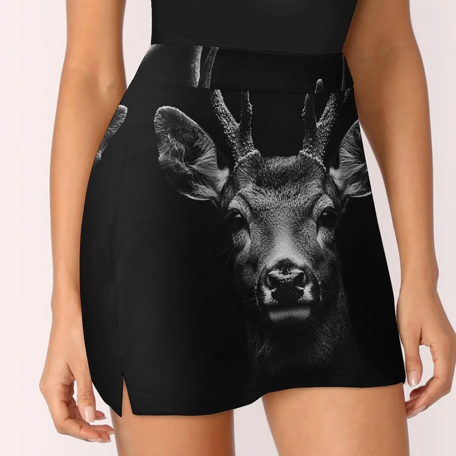 Portrait of A Deer Head Women's Mini Tennis Skirt with Shorts Underneath Athletic Workout Cute Skorts