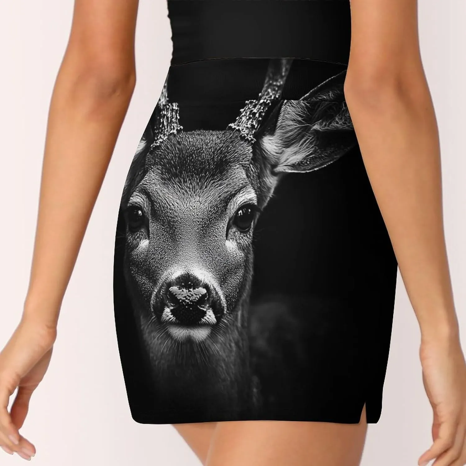 Portrait of A Deer Women's Mini Tennis Skirt with Shorts Underneath Athletic Workout Cute Skorts