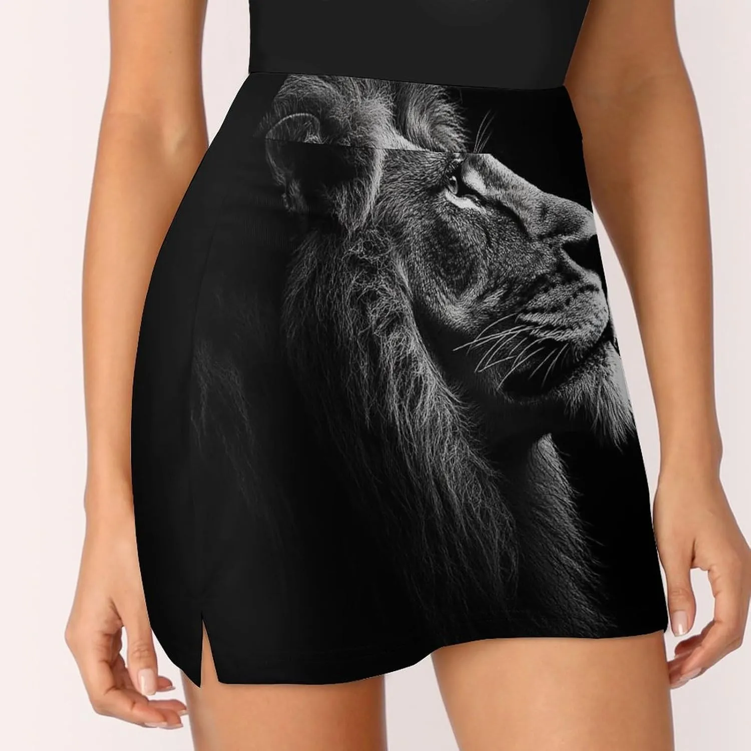 Portrait of A Lions Head Women's Mini Tennis Skirt with Shorts Underneath Athletic Workout Cute Skorts