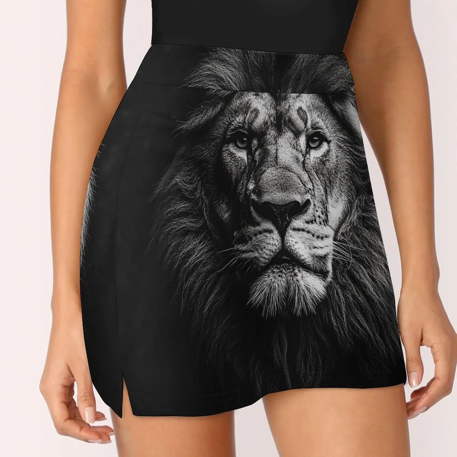 Portrait of Lion Women's Mini Tennis Skirt with Shorts Underneath Athletic Workout Cute Skorts