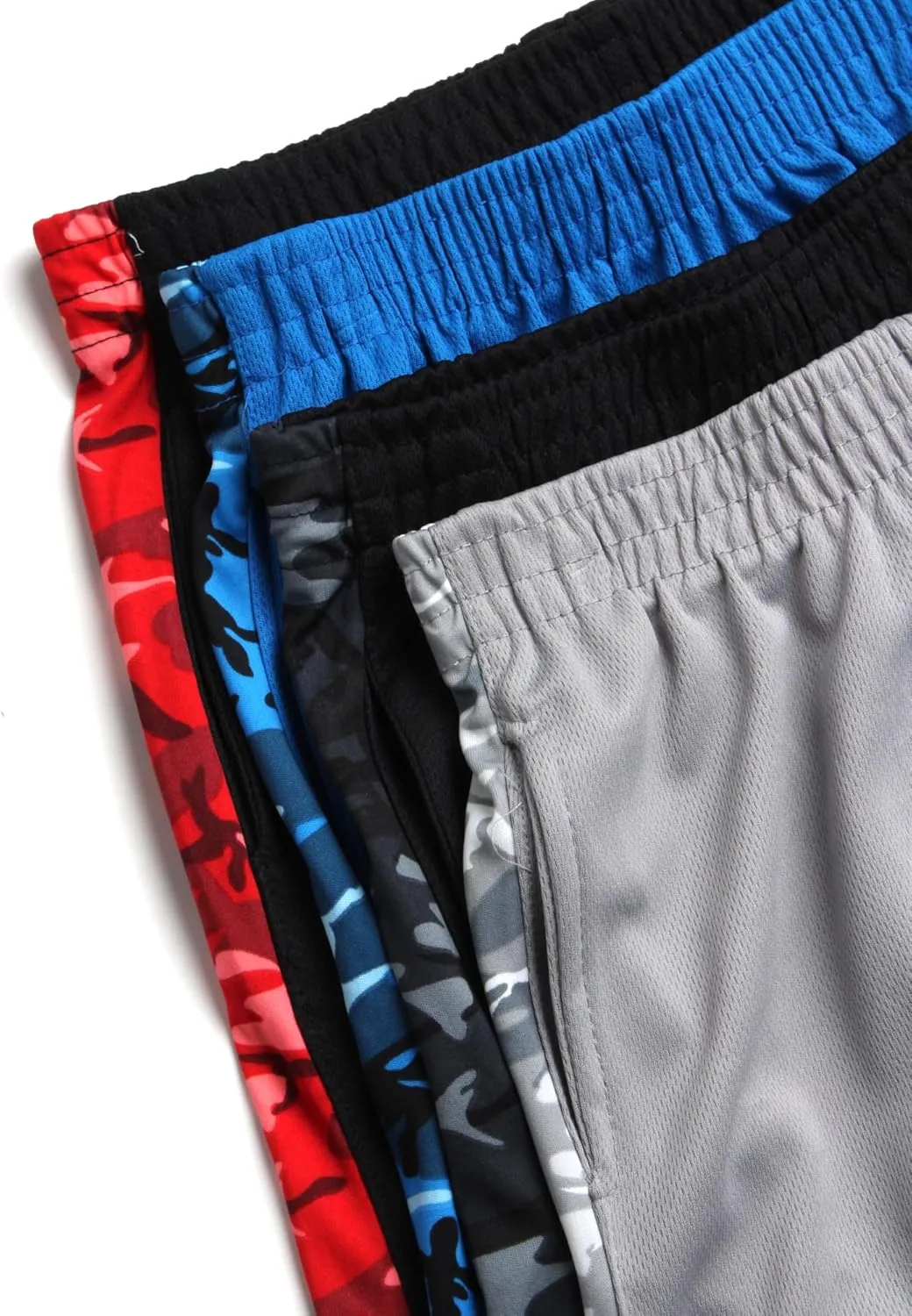 Pro Athlete Boys Basketball Shorts - 4 Pack Mesh Athletic Shorts for Boys - Gym Shorts for Basketball, Running and Daily Play