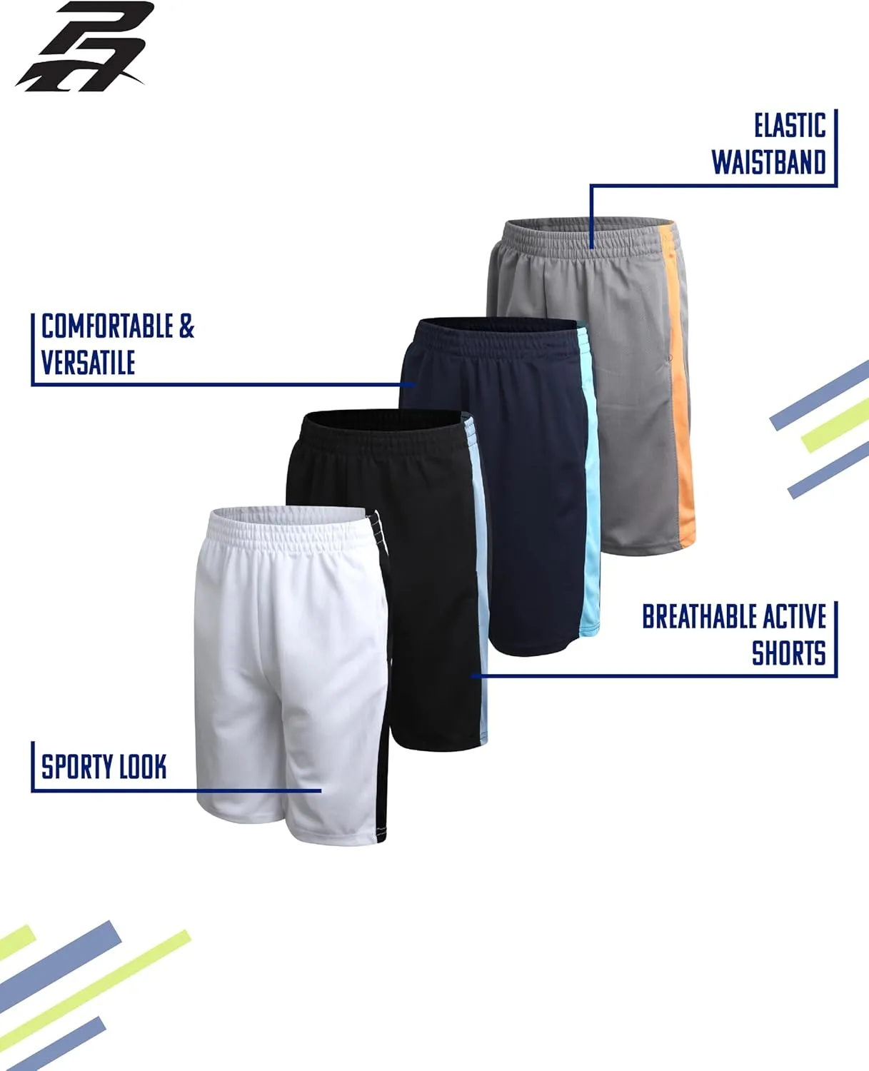 Pro Athlete Boys Basketball Shorts - 4 Pack Mesh Athletic Shorts for Boys - Gym Shorts for Basketball, Running and Daily Play