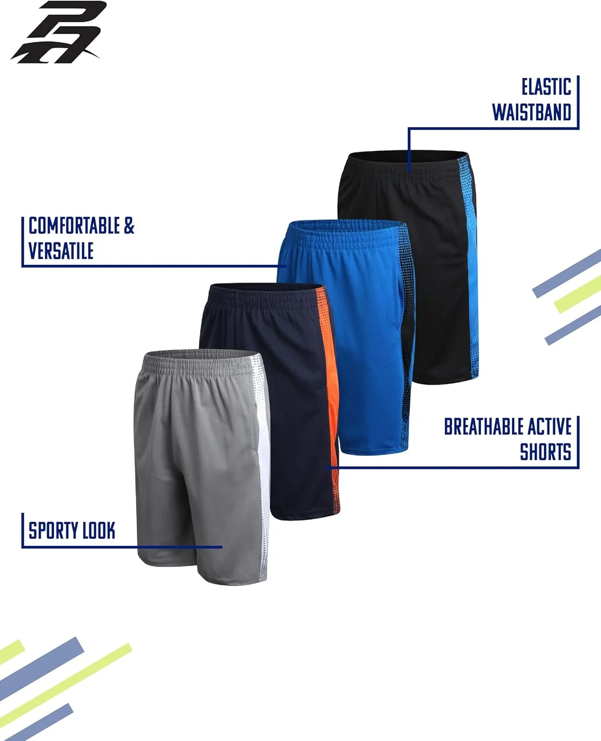 Pro Athlete Boys Basketball Shorts - 4 Pack Mesh Athletic Shorts for Boys - Gym Shorts for Basketball, Running and Daily Play