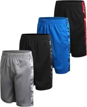 Pro Athlete Boys Basketball Shorts - 4 Pack Mesh Athletic Shorts for Boys - Gym Shorts for Basketball, Running and Daily Play