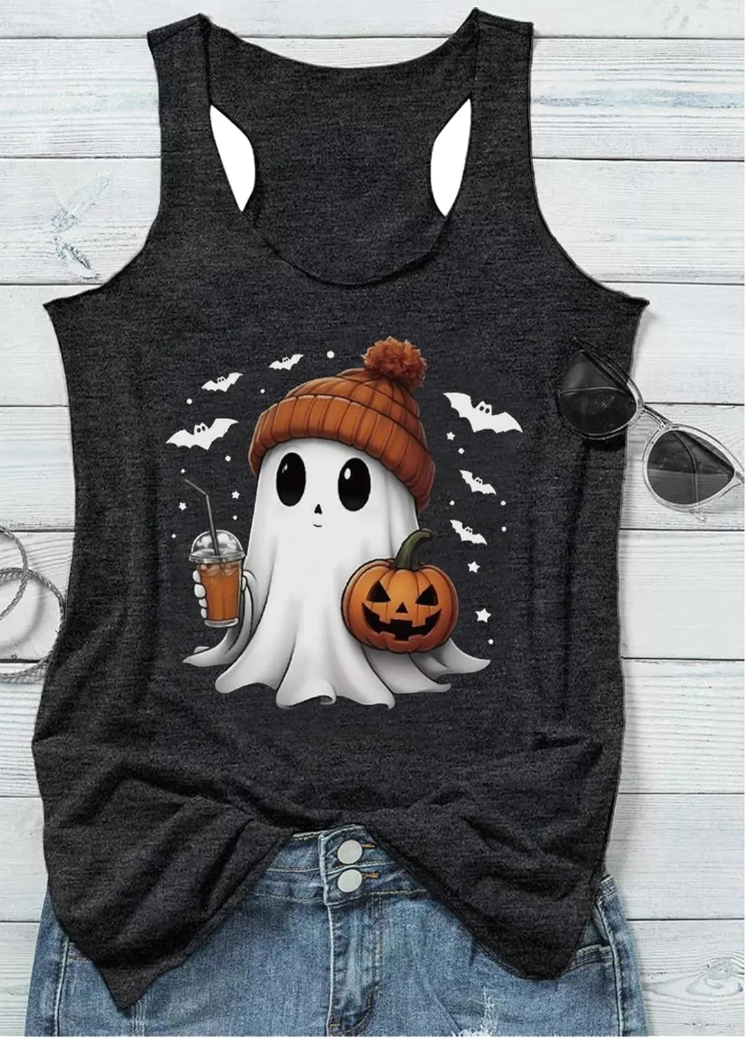 Problem Solved Halloween Tank Tops for Women Bloody Splatter Graphic Shirts Halloween Casual Racerback Tops