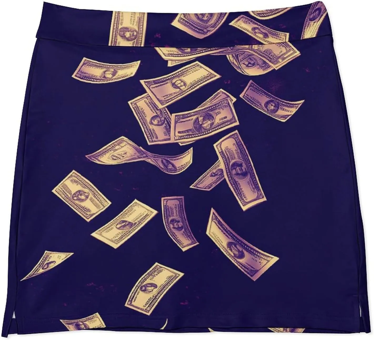 Psychedelic Dollar Flying in The Air Women's Mini Tennis Skirt with Shorts Underneath Athletic Workout Cute Skorts