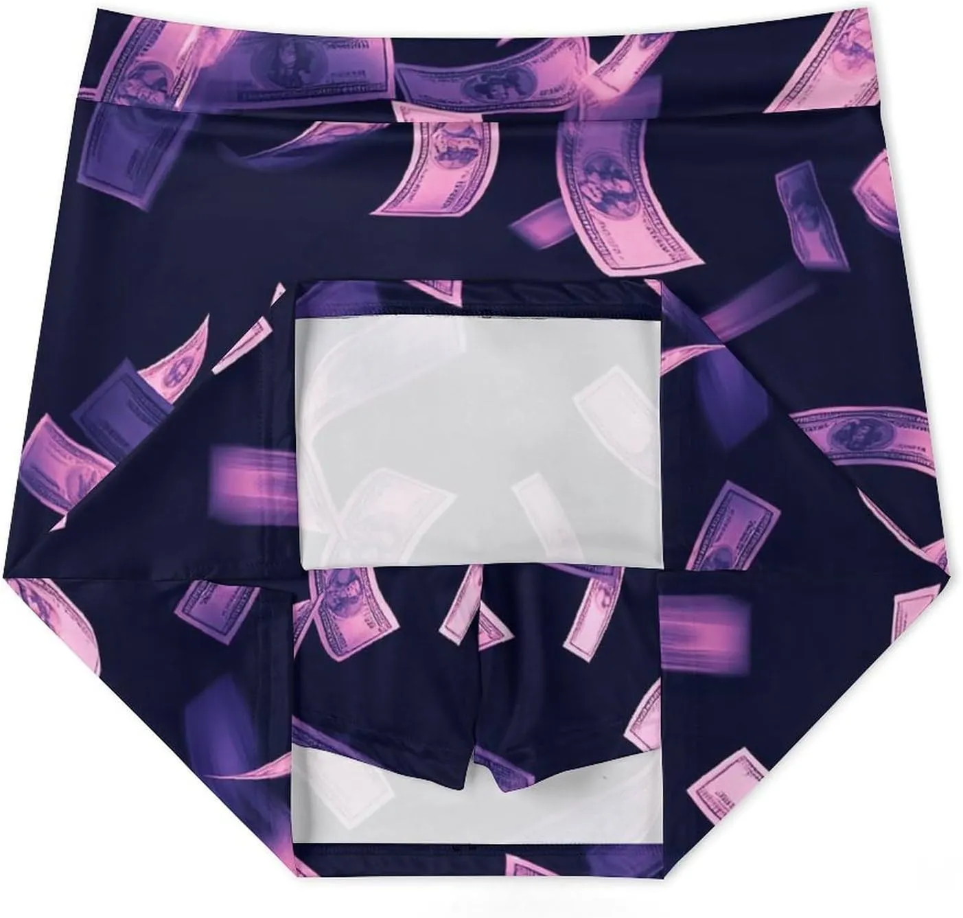 Purple Dollar Flying in The Air Women's Mini Tennis Skirt with Shorts Underneath Athletic Workout Cute Skorts