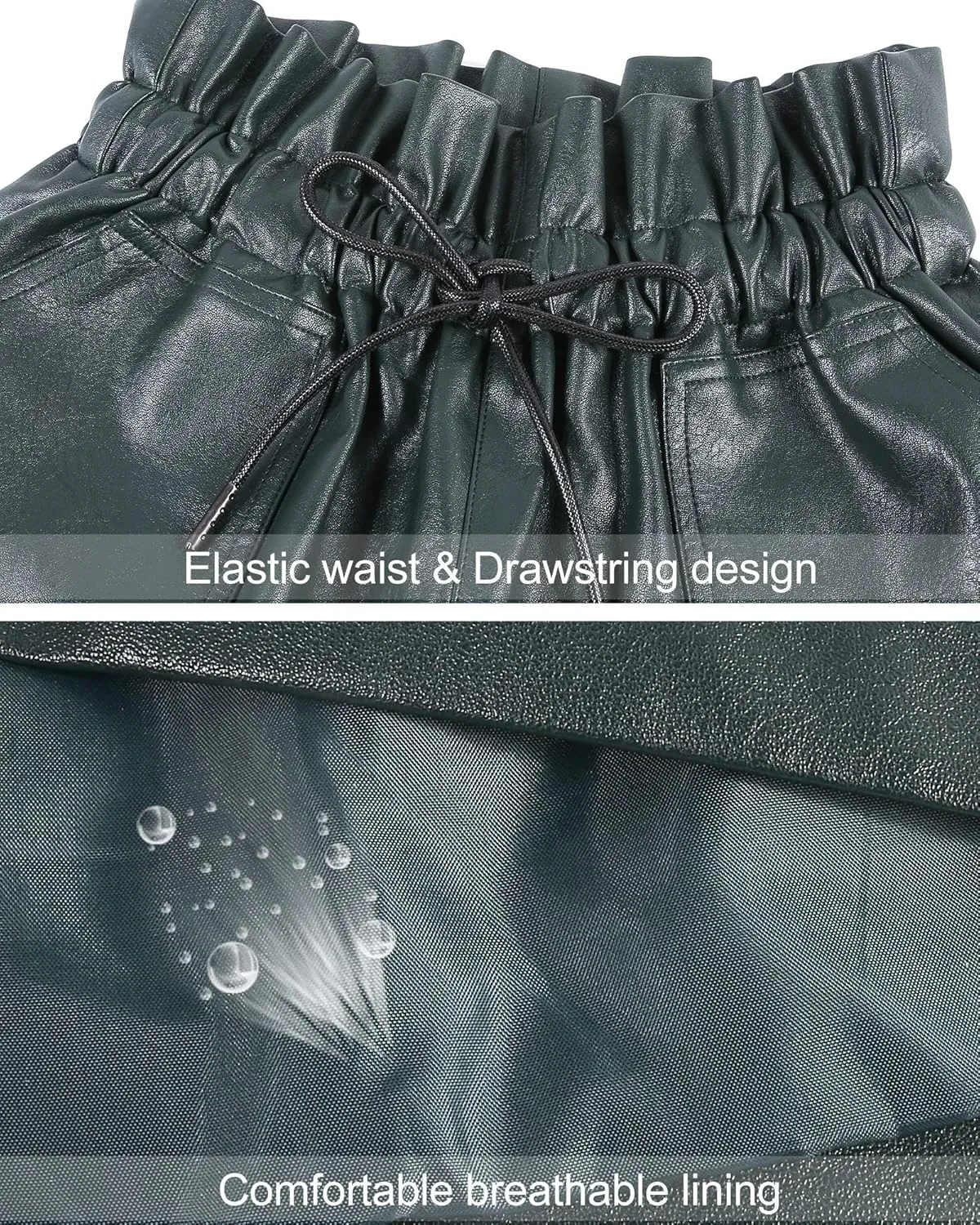 QIANXIZHAN Women's Leather Shorts, Faux High Waisted Wide Leg Sexy Shorts SP