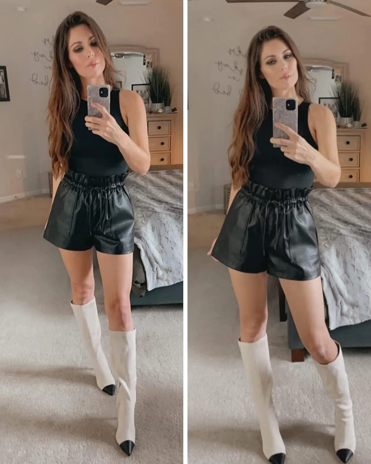 QIANXIZHAN Women's Leather Shorts, Faux High Waisted Wide Leg Sexy Shorts SP