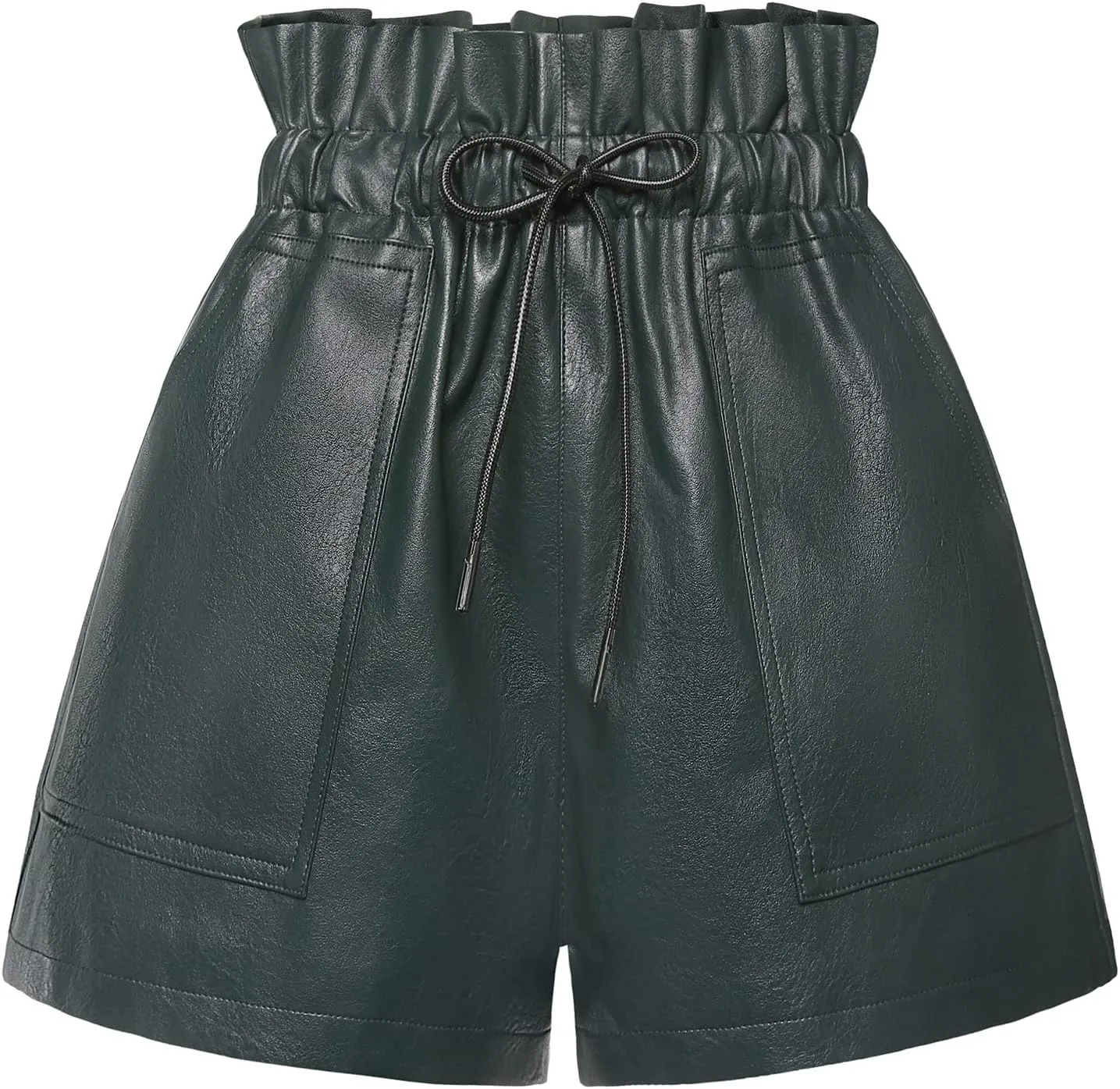 QIANXIZHAN Women's Leather Shorts, Faux High Waisted Wide Leg Sexy Shorts SP