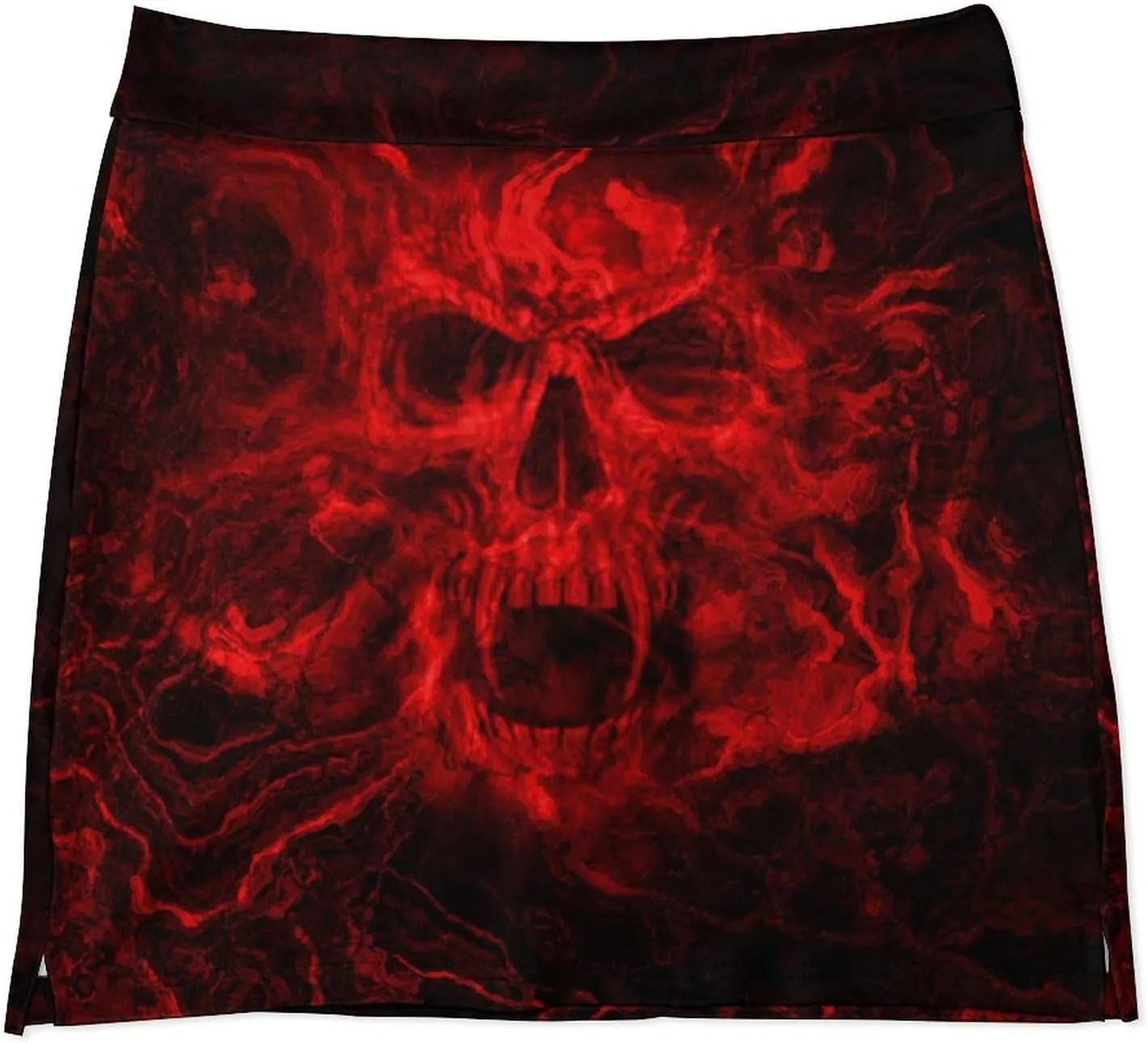 Red Skull Women's Mini Tennis Skirt with Shorts Underneath Athletic Workout Cute Skorts