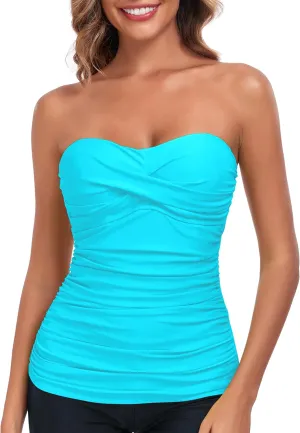 RELLECIGA Women's Ruched Tankini Top
