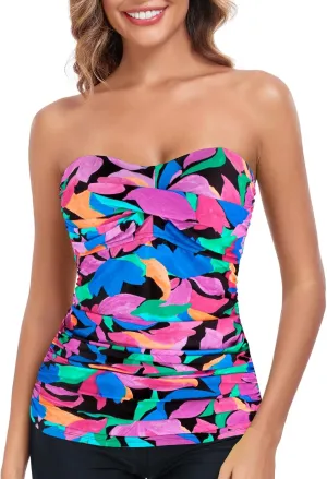 RELLECIGA Women's Ruched Tankini Top