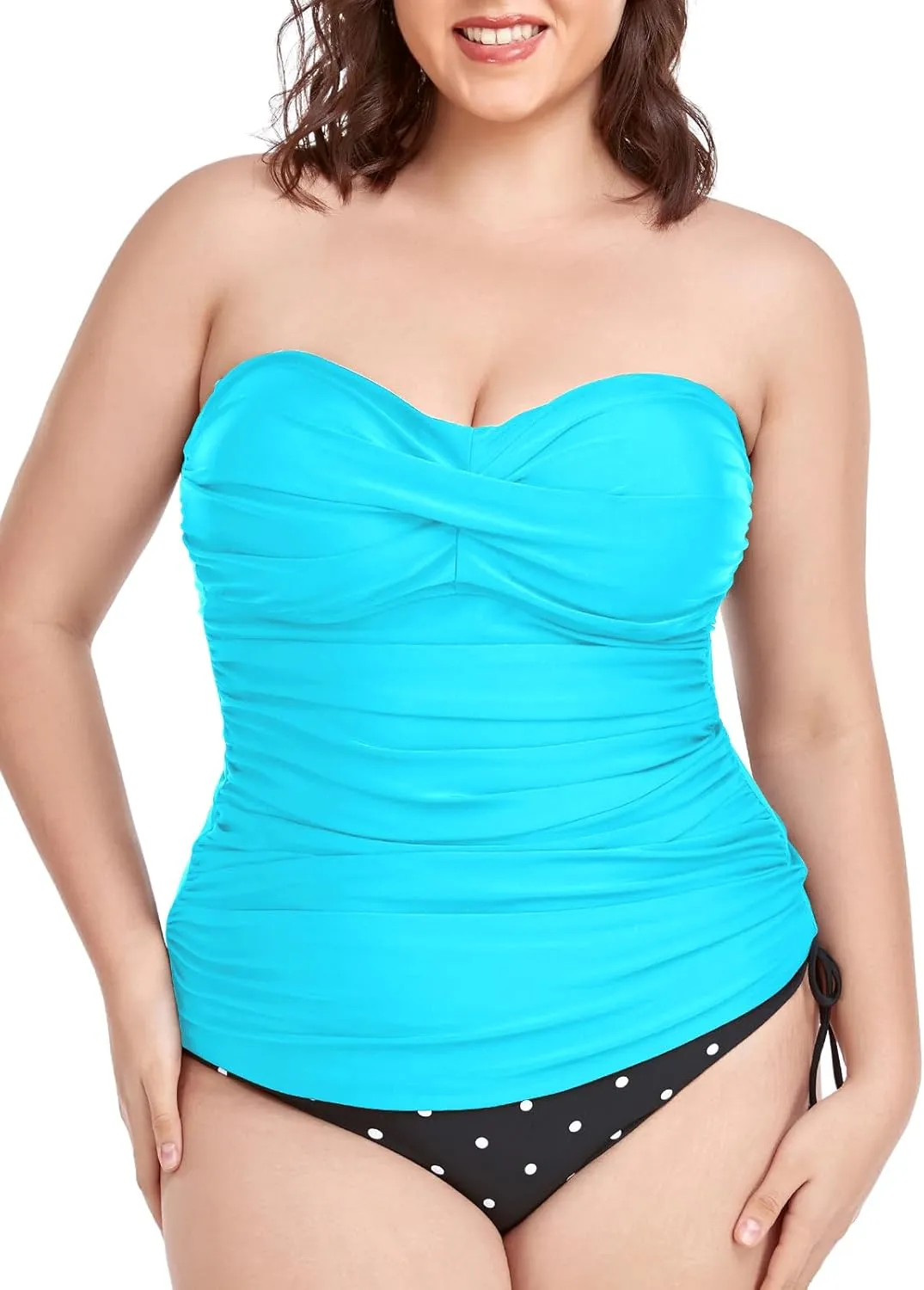 RELLECIGA Women's Ruched Tankini Top