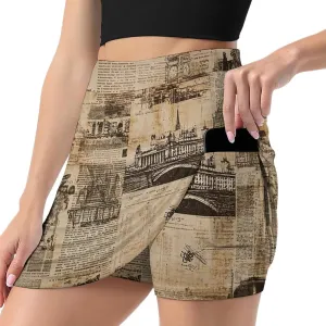 Retro Style of London Women's Mini Tennis Skirt with Shorts Underneath Athletic Workout Cute Skorts