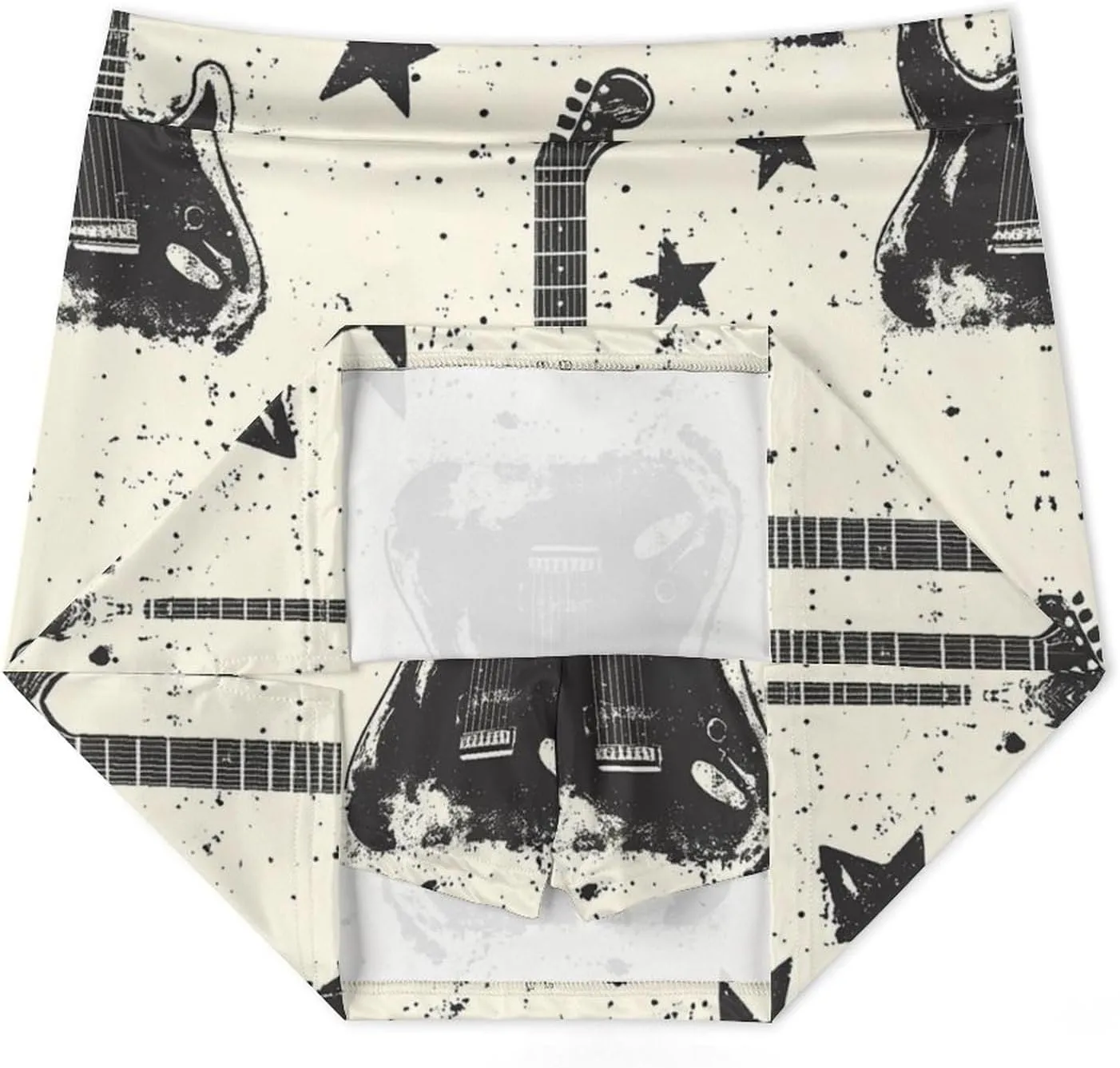 Rock Music Pattern with Guitar Women's Mini Tennis Skirt with Shorts Underneath Athletic Workout Cute Skorts