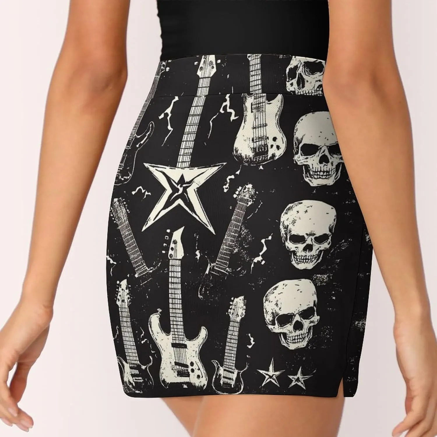 Rock Music Themed Women's Mini Tennis Skirt with Shorts Underneath Athletic Workout Cute Skorts