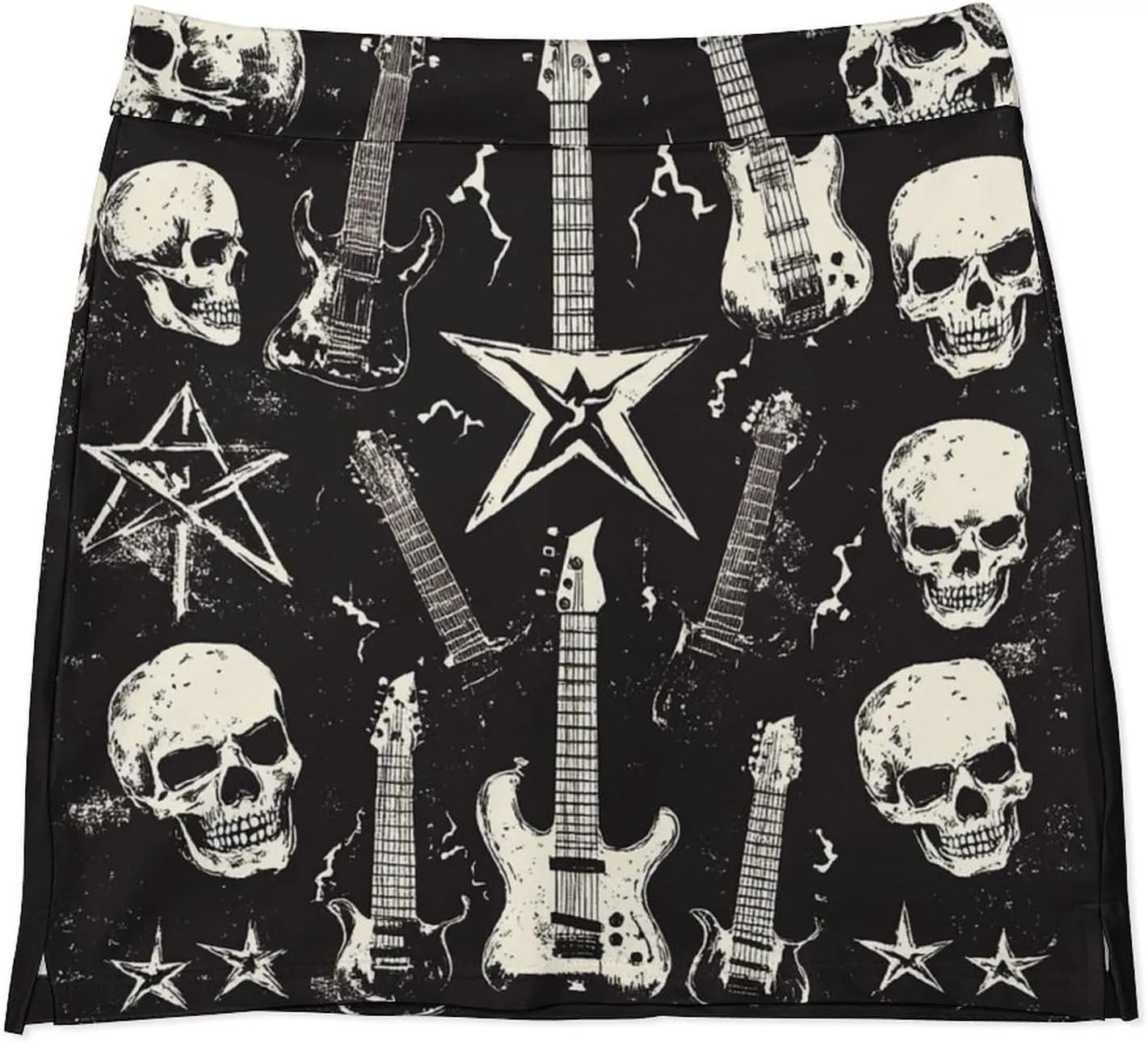 Rock Music Themed Women's Mini Tennis Skirt with Shorts Underneath Athletic Workout Cute Skorts