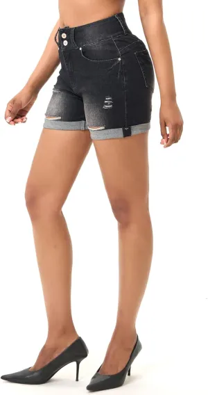 Romastory Womens High Waisted Jean Shorts Comfy Stretchy Workout Denim Shorts for Women