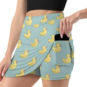 Rubber Duckling Women's Mini Tennis Skirt with Shorts Underneath Athletic Workout Cute Skorts