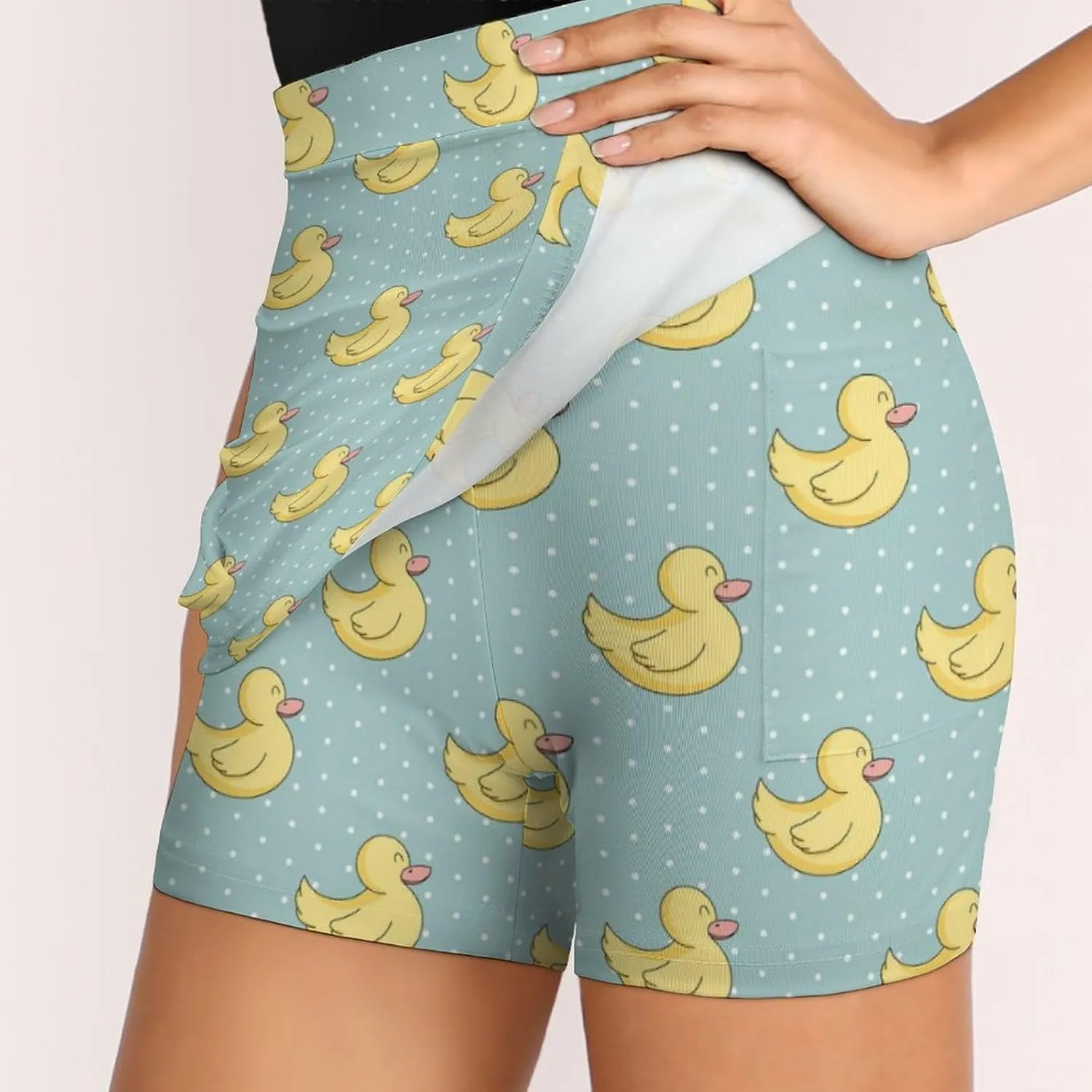 Rubber Duckling Women's Mini Tennis Skirt with Shorts Underneath Athletic Workout Cute Skorts