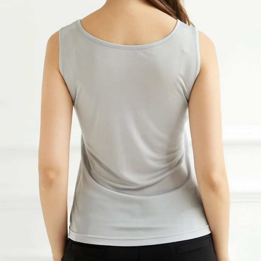 Silk Women's Vest-Soft Mulberry Silk Double-Sided Knit Tank Top,Round Neck Cute Summer Top Loose Fit,Summer Vest