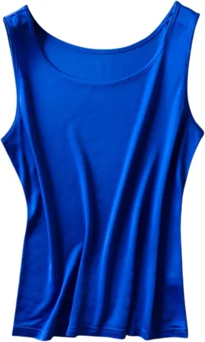 Silk Women's Vest-Soft Mulberry Silk Double-Sided Knit Tank Top,Round Neck Cute Summer Top Loose Fit,Summer Vest