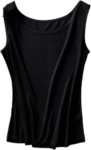 Silk Women's Vest-Soft Mulberry Silk Double-Sided Knit Tank Top,Round Neck Cute Summer Top Loose Fit,Summer Vest