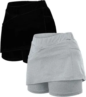 Skorts for Woman High Wasited Sports Pants Athletic Skirt with Pocket Underneath Plus Size Tennis Golf Workout Outfit