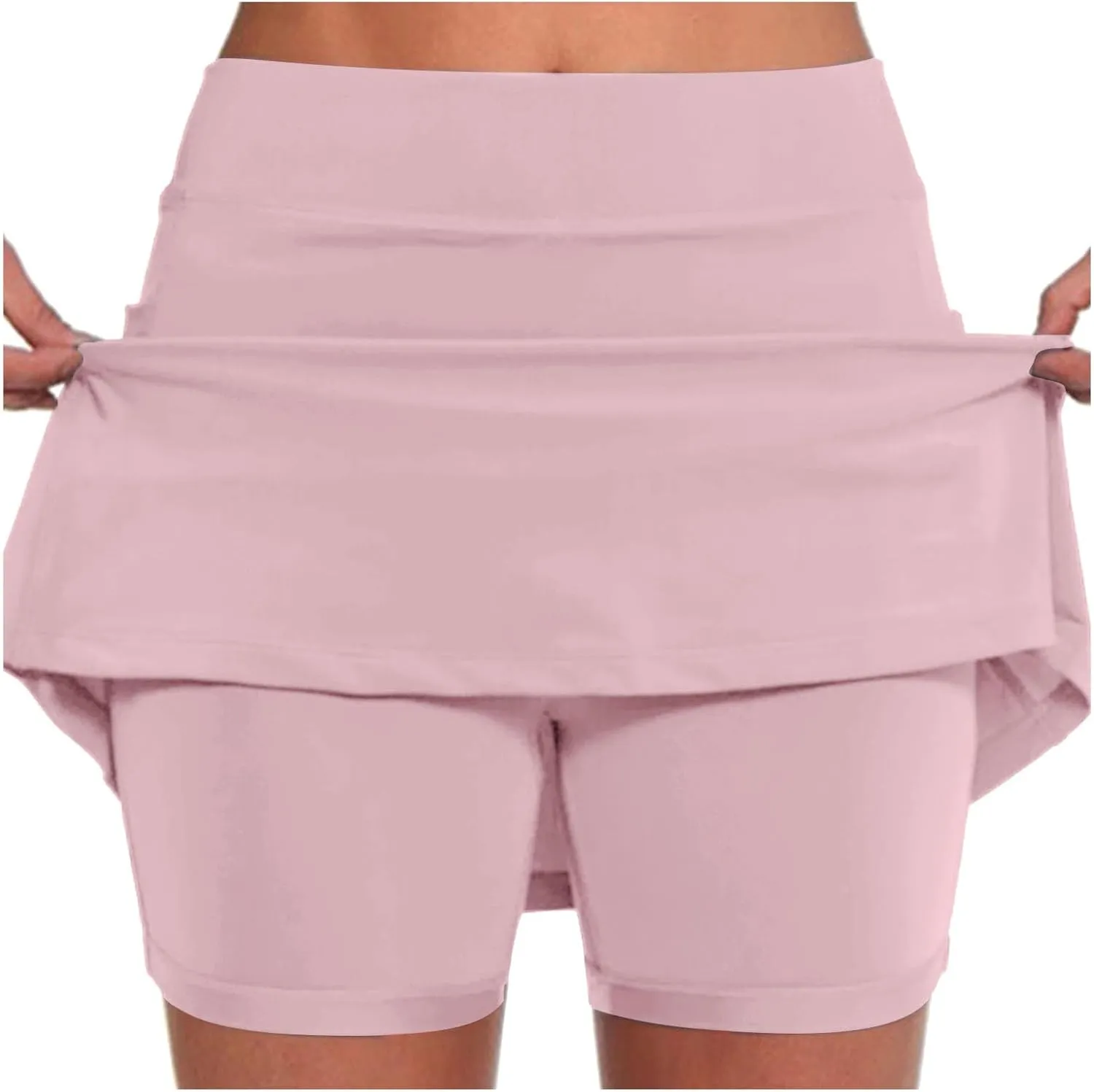 Skorts for Women Dressy Casual Plus Size High Waist Skirt Shorts Underneath Tummy Control Tennis Skorts with Pockets