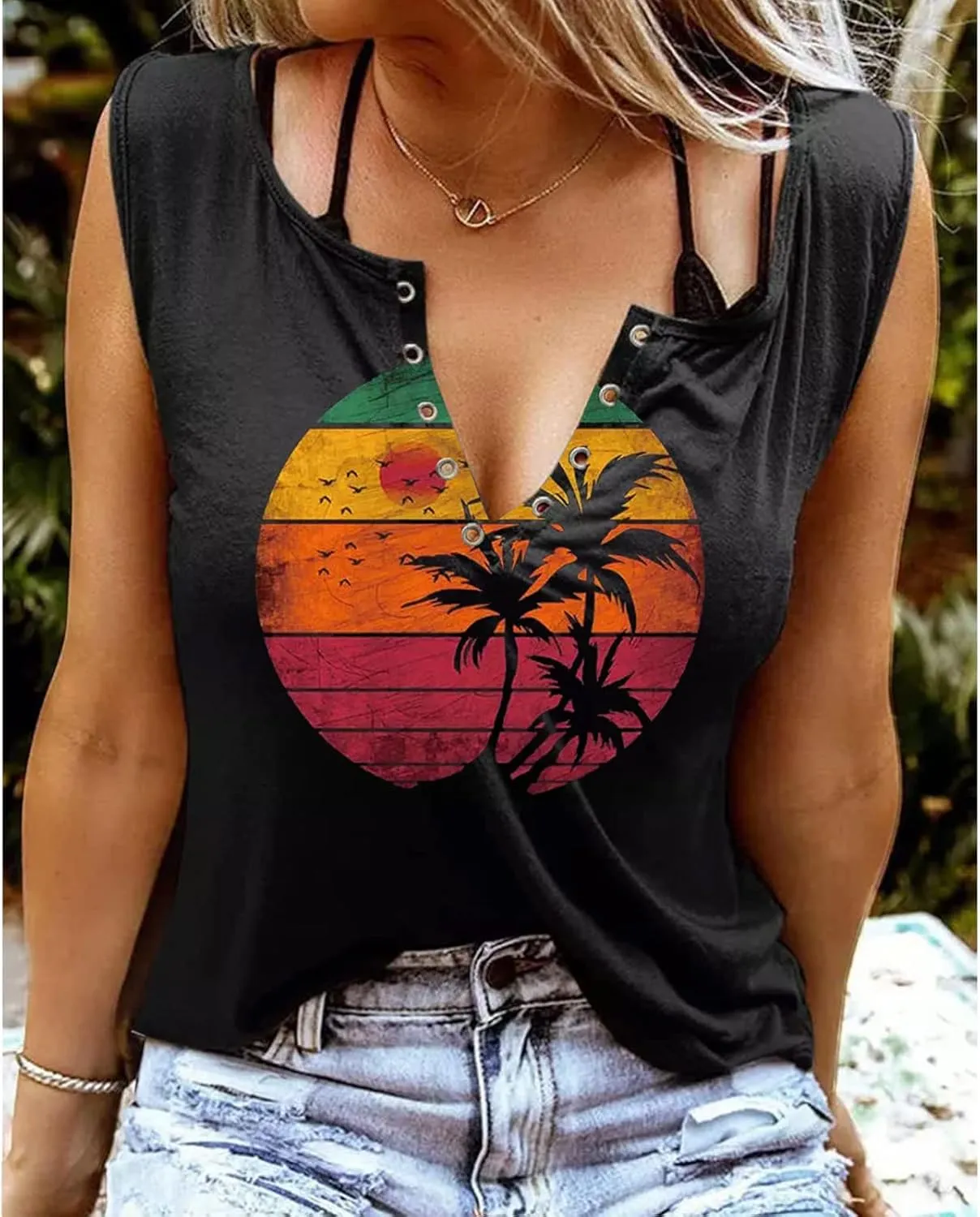 Smooth As Tennessee Tank Top Sweet As Strawberry Shirt Ring Hole Sleeveless Sexy V Neck Womens Retro Country Music Top