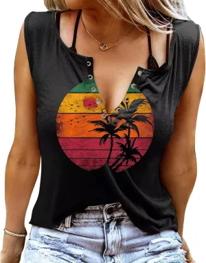 Smooth As Tennessee Tank Top Sweet As Strawberry Shirt Ring Hole Sleeveless Sexy V Neck Womens Retro Country Music Top