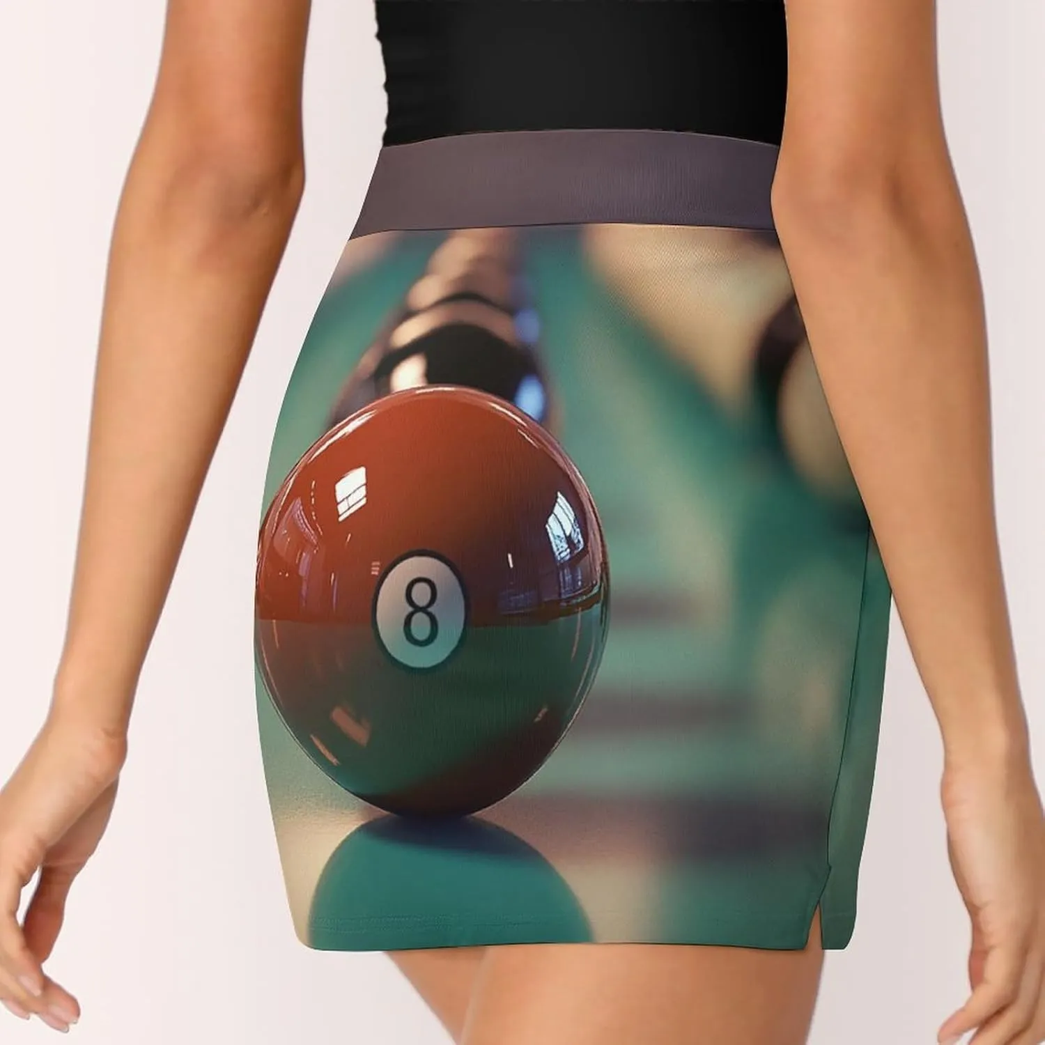 Snooker 8 Ball Symbol Women's Mini Tennis Skirt with Shorts Underneath Athletic Workout Cute Skorts