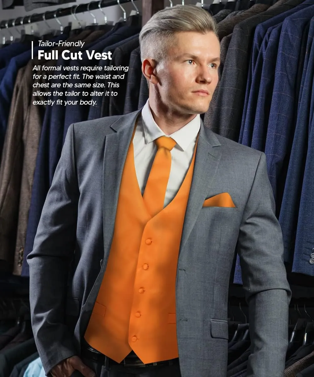 Solid Suit Vest for Men Set of 4 - Vest, Tie, Bow Tie & Pocket Square (White Back)