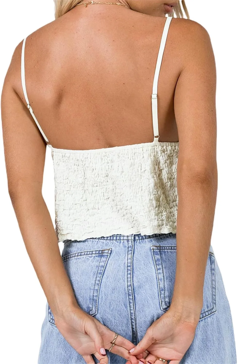 Spaghetti Strap Ruched Camisole for Women Y2K Tie Front Peplum Cami Top Deep V Neck Sleeveless Crop Tank Top Clubwear