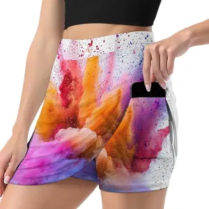 Splash of Color Women's Mini Tennis Skirt with Shorts Underneath Athletic Workout Cute Skorts