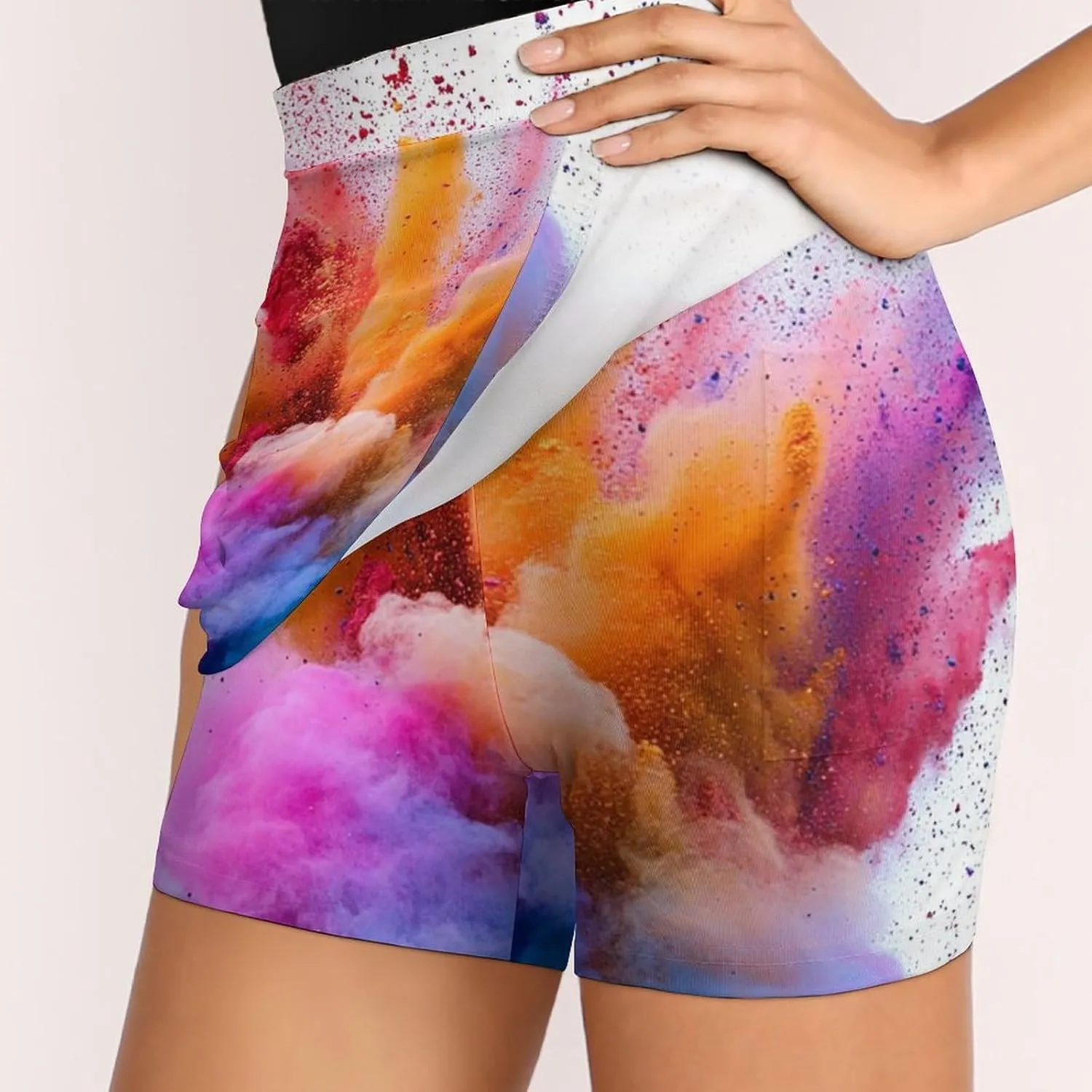 Splash of Color Women's Mini Tennis Skirt with Shorts Underneath Athletic Workout Cute Skorts