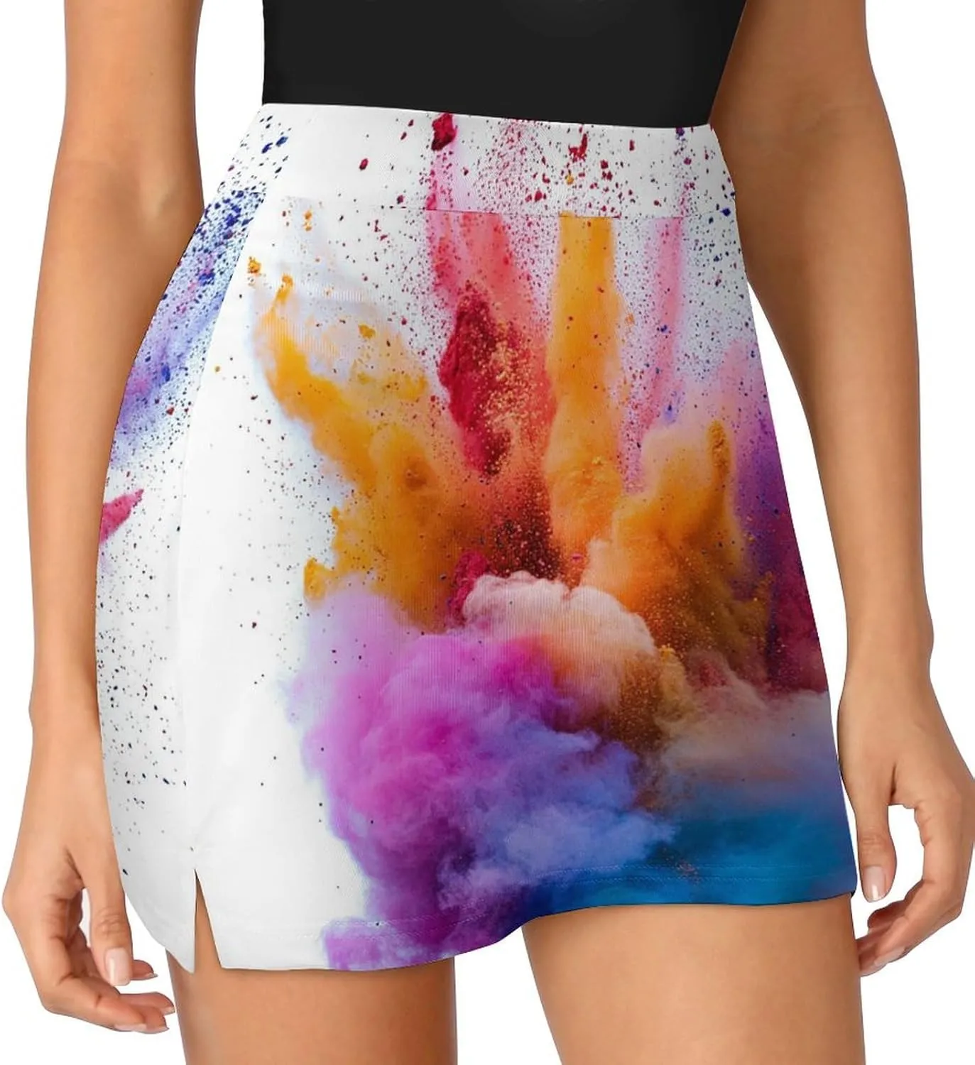 Splash of Color Women's Mini Tennis Skirt with Shorts Underneath Athletic Workout Cute Skorts