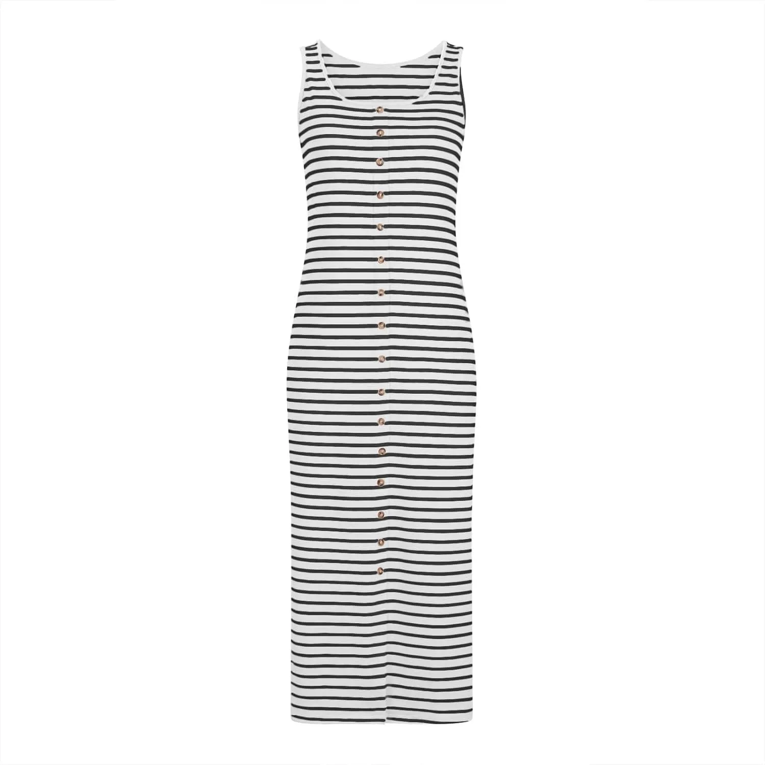 Striped Dress for Women, Summer Dresses 2025 Trendy Casual Button Down Dress, Sleeveless Midi Square Neck Tank Dress