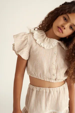 STRIPED GAUZE CROP TOP - JANA