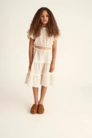 STRIPED GAUZE GIRL LOOK
