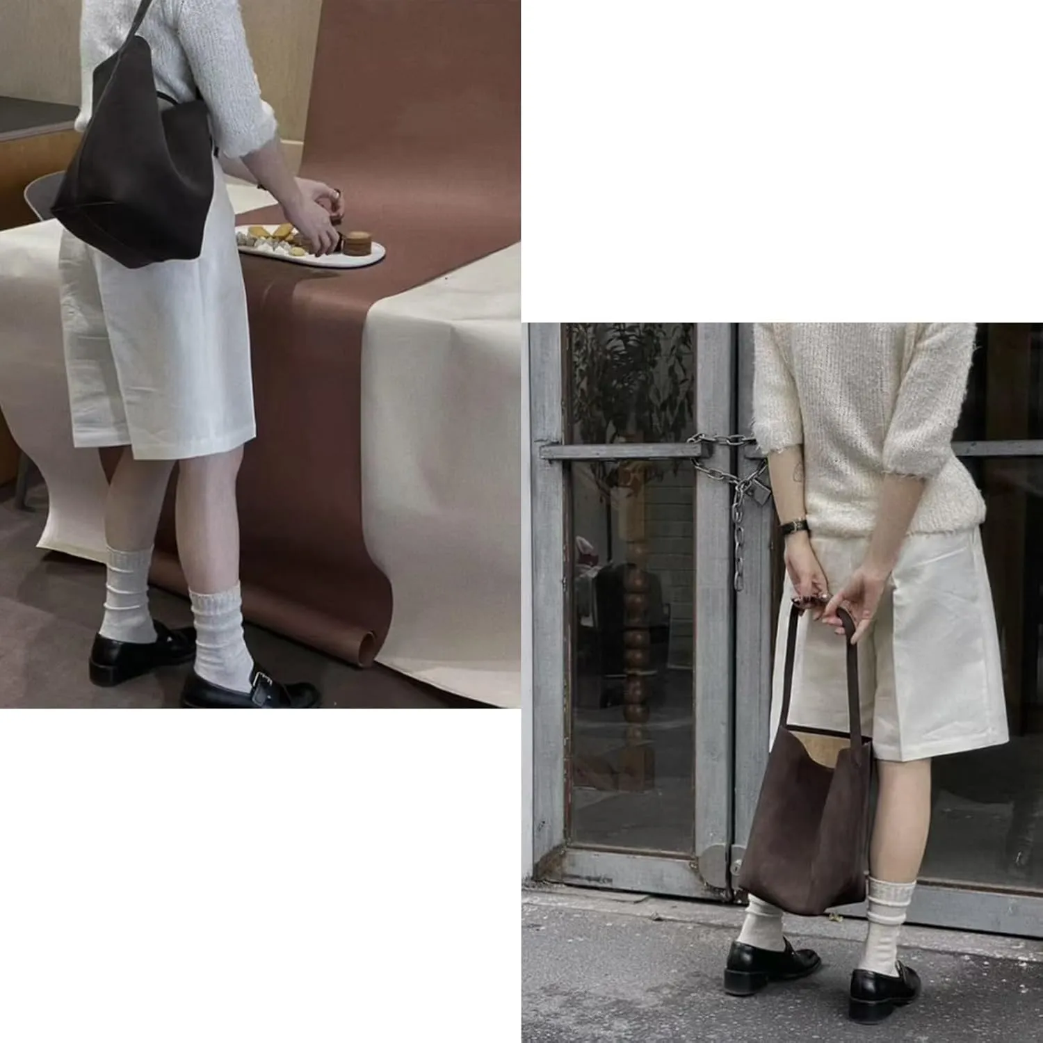 Suede Leather Bucket Bag,Top Handle Handbags