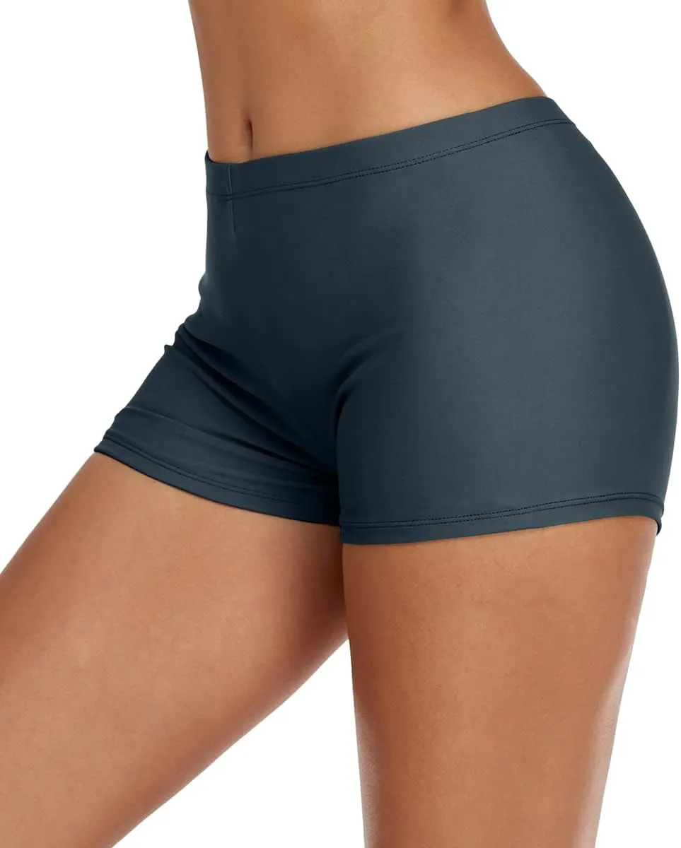 Swim Shorts for Women Stretchy Board Shorts Solid Tankini Bottoms Sport Swimsuit Bottoms