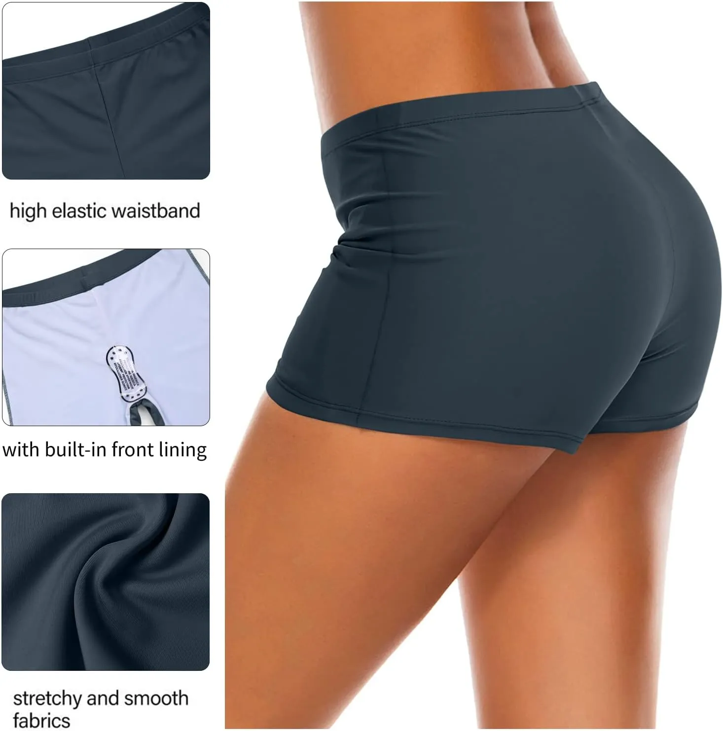 Swim Shorts for Women Stretchy Board Shorts Solid Tankini Bottoms Sport Swimsuit Bottoms