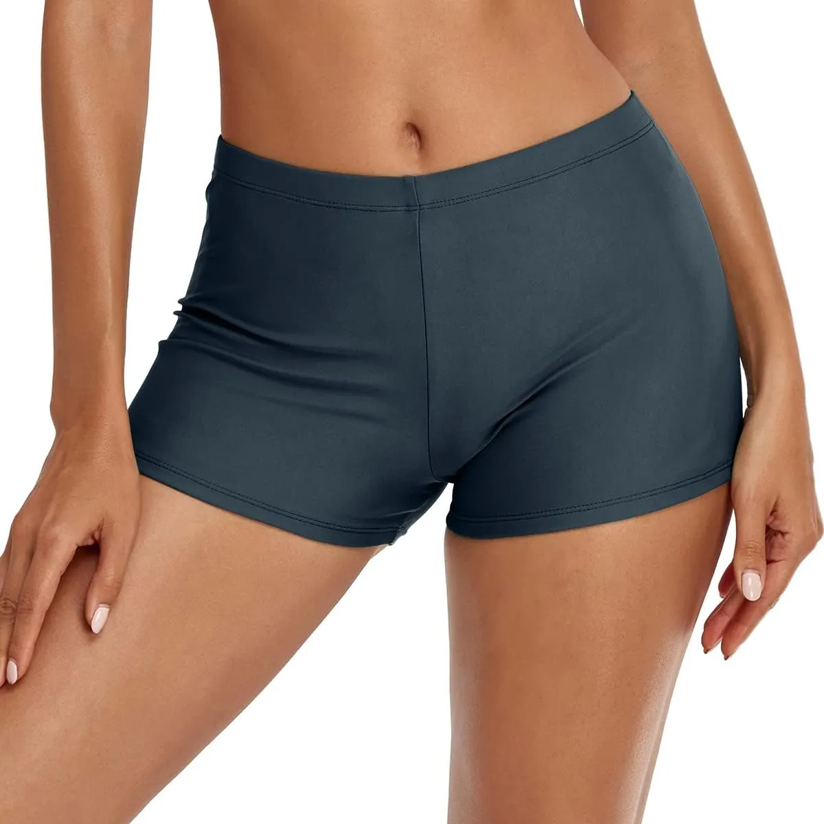 Swim Shorts for Women Stretchy Board Shorts Solid Tankini Bottoms Sport Swimsuit Bottoms