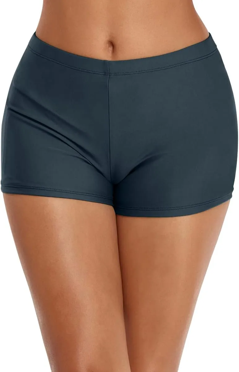 Swim Shorts for Women Stretchy Board Shorts Solid Tankini Bottoms Sport Swimsuit Bottoms